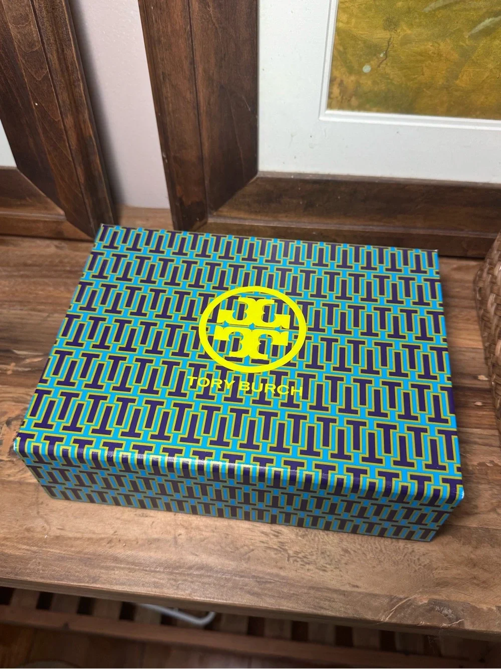 Tory Burch Cream & Black + Blue & Purple Scarf Box Included